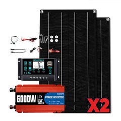 6000W DC to AC Solar Inverter Kit | Includes 2pcs Solar Panels&Charge Controller