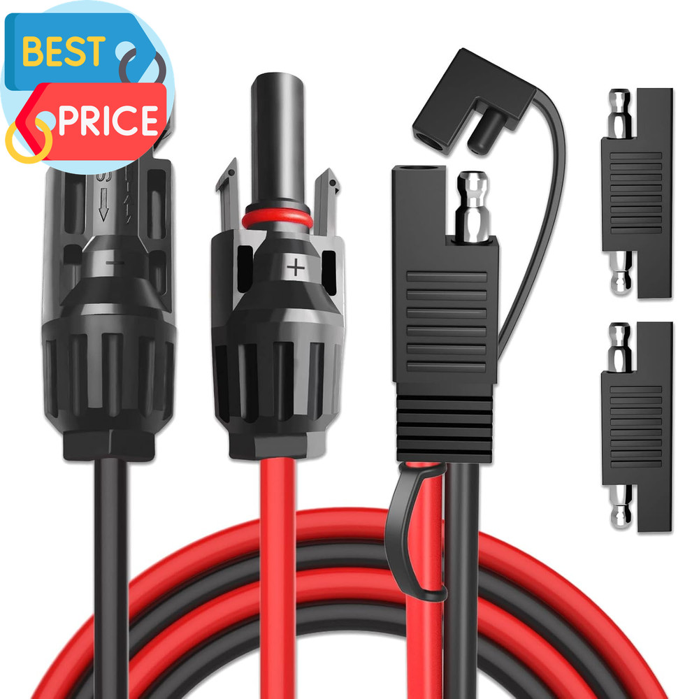 Solar Panel Connectors to SAE Adapter Cable 10AWG Solar to SAE PV Extension Wire