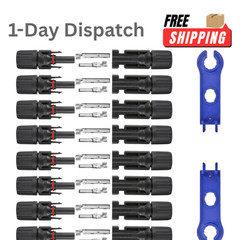 .16PCS Solar Panel Connectors 1000V 30A IP67 MC4 10AWG 8 Pairs w/ Spanners