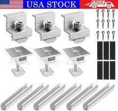 Aluminium Solar Panel Roof Mounting Rail Brackets End/Middle Clamp Fixing Kit UK