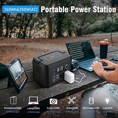 Open Box 350W Portable Solar Generator with 60W Solar Panel, Powkey 70,000mAh