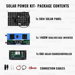 Grennova All-in-One 1400W Off-Grid Solar System High Quality 50W Panel 12V/24V