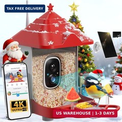 Smart Bird Feeder with Camera, Solar Panel & 5200mAh Battery, 4K HD Video, AI Id