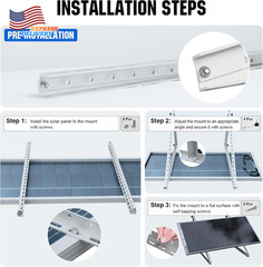 45″ Adjustable Solar Panel Tilt Mount Brackets with Foldable Tilt Legs 4 Sets US