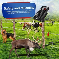 10 Miles Solar Powered Electric Fence Charger – 0.18J Output, 24/7 Day/Night Pro