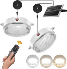 2-Pack Solar Ceiling Lights, 120LED Indoor/Outdoor Shed Lights with Remote