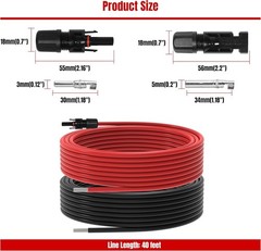 10 AWG Solar Extension Cable 10 Gauge 40 Feet Solar Wire for RV Boat Hom