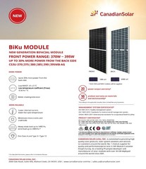 (Pallet of 12) New Canadian Solar 375 W Solar Panels CS3U-375