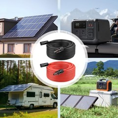 10 AWG Solar Extension Cable 50FT (25FT Black + 25FT Red) Tinned Copper Wire for
