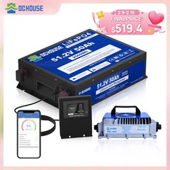 48V 50Ah 100Ah Metal Case LiFePO4 Lithium Battery Deep Cycle BMS Golf Cart Solar