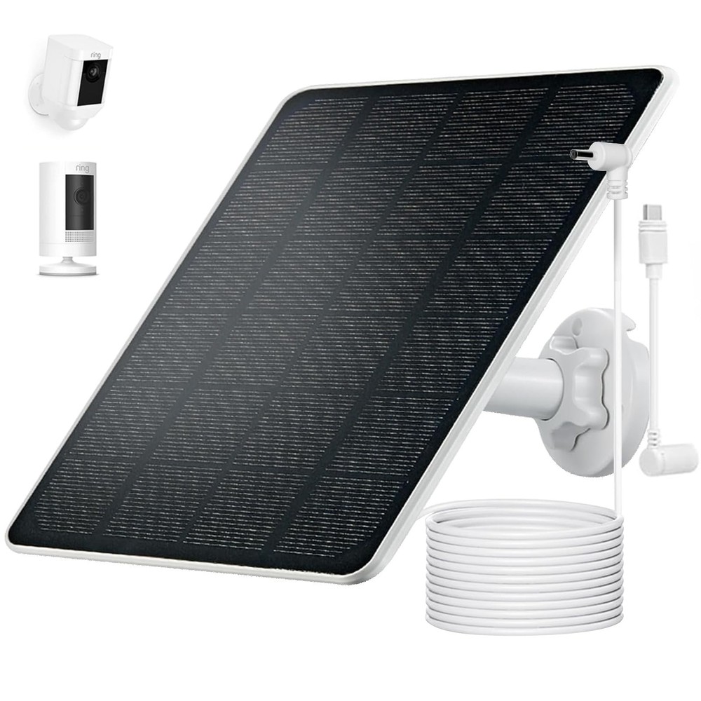 Ring Camera Solar Panel Charger for Stick Up and Spotlight Cams, Weatherproof