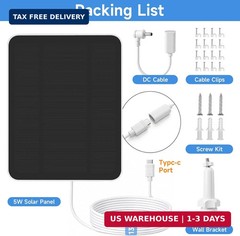 Solar Panel for Ring Camera, Compatible with Spotlight Cam/Pro/Plus Battery, 5W