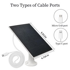 Solar Panel For Rechargeable Security Cameras 4W With 9.8FT Cable Adjustable New