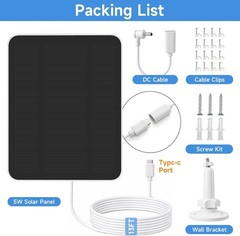 Solar Panel for Ring Camera, Compatible with Spotlight Cam/Pro/Plus Battery, 5W