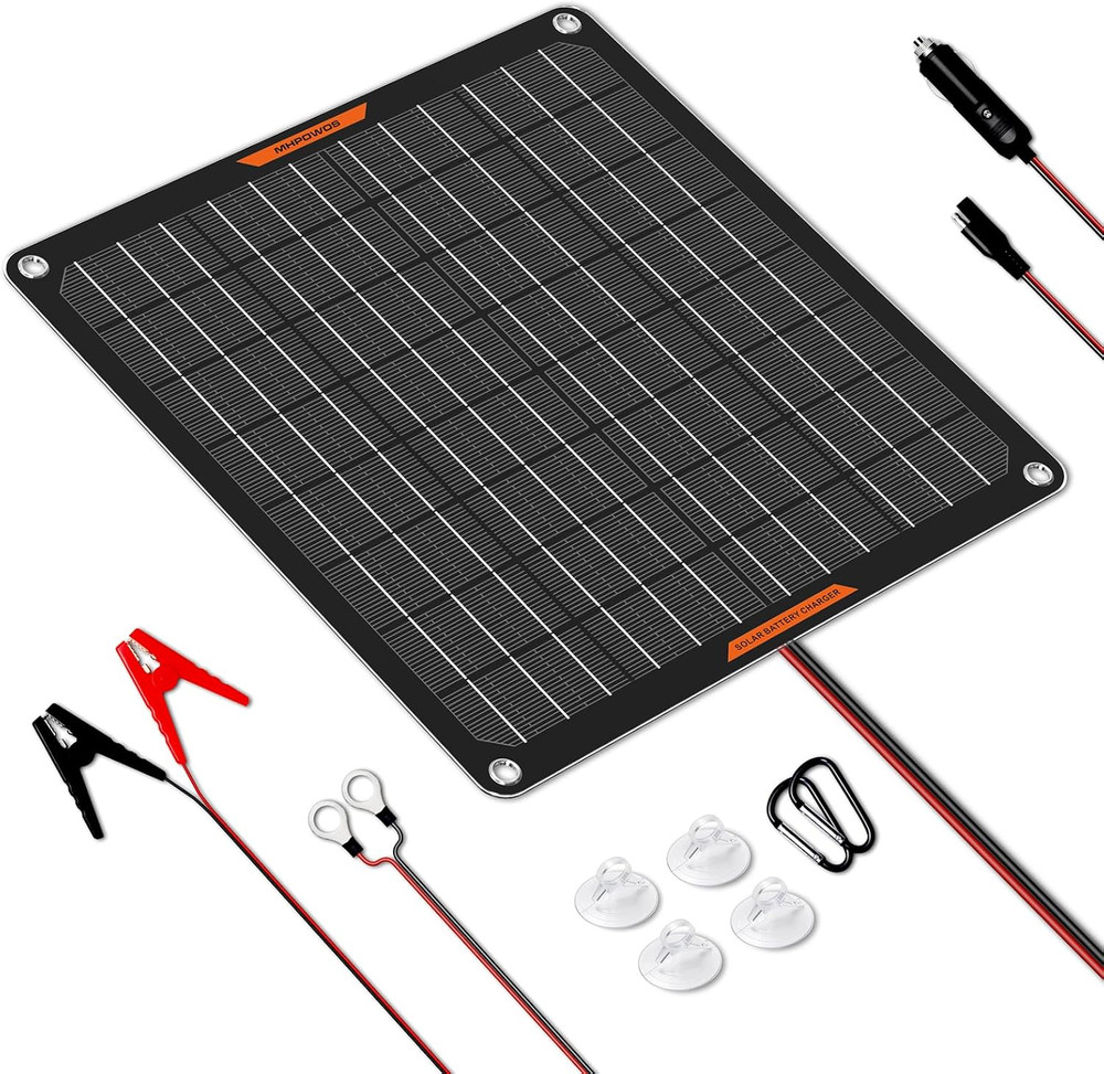 10W 12V Solar Panel Trickle Charger Battery Maintainer Kit Monocrystalline Water