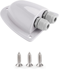White Solar Double Cable Entry Gland Box, RV Roof Waterproof ABS Solar Entry Hou