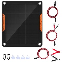 12V Solar Battery Charger ，5W Waterproof Solar Battery Maintainer,Portable So…