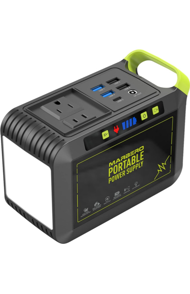MARBERO 88Wh Portable Power Station – 120W Peak Lithium Battery, Solar Ready