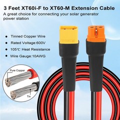 XT60i to XT60 Extension Cable 10AWG 3FT XT60i Female to XT60 Male Connector C…