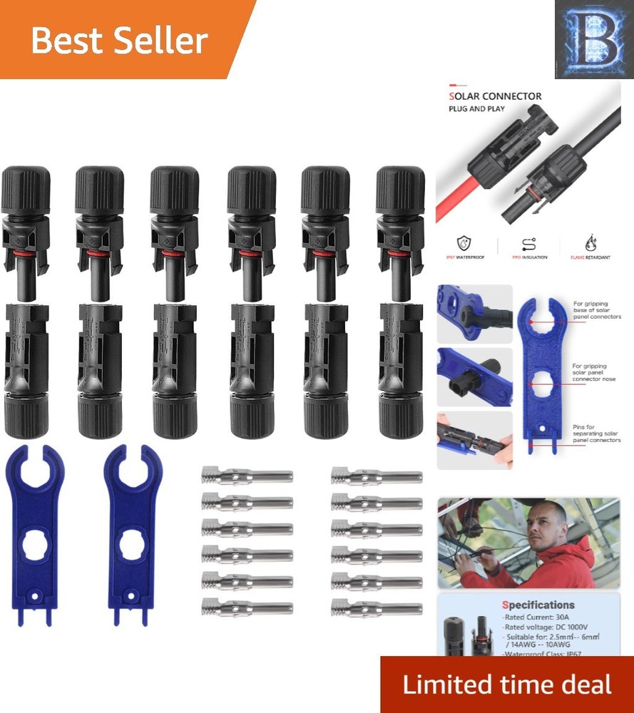 High Capacity Male/Female Solar Connectors – Waterproof & Easy Install