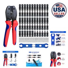 Solar Connector Crimping Tool Kit 60 Piece Male Female IP67 Waterproof 2.5 4 6