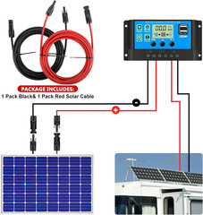 2X20 Feet Solar Panel Extension Cable, 10AWG Solar Cable, Solar Panel Cable with