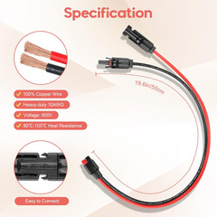 10AWG Solar Panel to Anderson Connector Adapter Extension Cable,1.6FT | Heavy Du