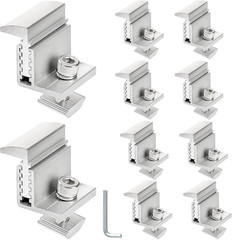 10pcs Solar Panel Mounting Brackets 30-50mm Adjustable, Silver | Aluminum Solar