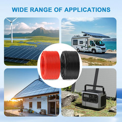 Solar Panel Wire 8 AWG – Solar Extension Cable 100Ft Black & 100Ft Red 8 Gauge T