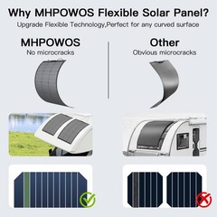 MHPOWOS 100W Flexible Solar Panel 24V IP67 ETFE for RV Roof Balcony Home Boat