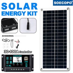 Solar Panel Kit 10A-100A Controller 12-18V Battery Charger Dual USB Caravan Boat