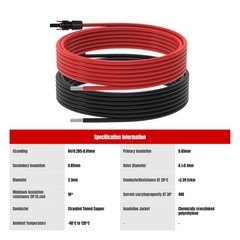 20Ft 10AWG Solar Panel Extension Cable, 10 AWG Solar Extension Cable 10 Gauge…
