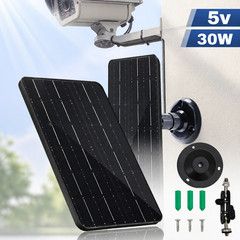 30W 5V Solar Panel Solar Cell Charger for Security Camera USB Type C Waterproof