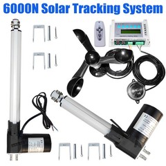 6000N 2PCS Linear Actuators Anemometer Kits W/ Dual Axis Solar Tracker Sun Track