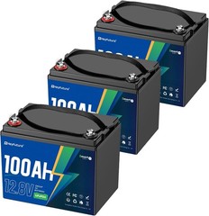 3 Pack 12V 100Ah LiFePO4 Battery Group 24 Deep Cycle Trolling Solar