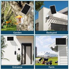 8W Solar Panel Charger for Outdoor Cameras, with Micro USB/USB-C and DC (35 x…