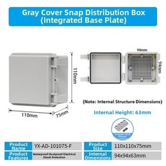 Snap Mount Waterproof Distribution Box ABS for Outdoor Weak Current 116x89x70mm