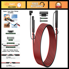 10FT 10AWG SAE Extension Cable, Quick Disconnect Connector for Automotive, Solar