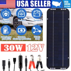 30W Solar Panel 12V Trickle Charger Battery Charger Kit Maintainer Boat RV Car