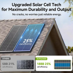 12V Bifacial Monocrystalline Solar Panel 400W 200W 100W 25.5% 18BB Cells PV