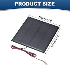 5V 2W 400mA Mini Solar Panels with Cable, 120 x 120mm