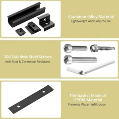 Solar Panel Mounting Brackets, Included 10 X 4.72 in Rails + 4 End Clamps + 6 Ce