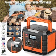EBL PORTABLE POWER STATION 330W PURE SINE WAVE SOLAR – BLACK/ORANGE