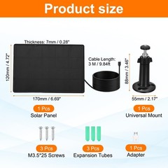 1 Pack of 5V 2W Solar Panel, 360° Rotation IP65 Waterproof Dual -/Micro USB 9…