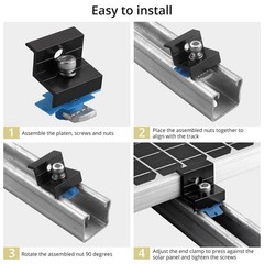 Anbte 10Pcs Solar Panel End Clamps for Standard Unistrut, 30mm/35mm, Black