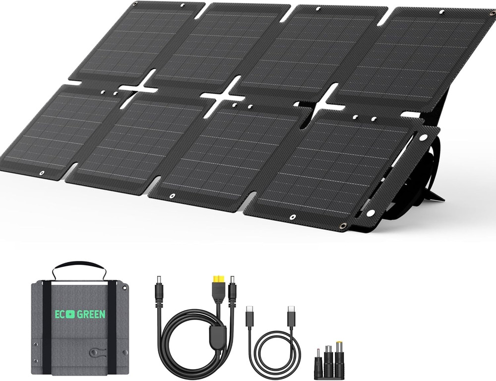 Portable Solar Panel 60W, Monocrystalline 24.8% High Efficiency Foldable Solar P