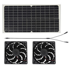 Solar Powered Fan 30W Waterproof Solar Panel Dual Exhaust Fan for Chicken Coop