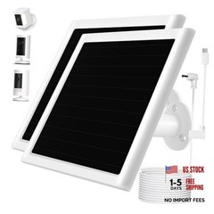 6W Solar Panel Charger for Ring Camera, Compatible with Ri ng Stick White 2Pack
