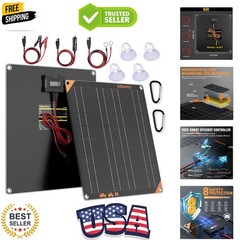 12V 20 Watt Solar Trickle Charger Maintainer – Waterproof Solar Powered Batte…