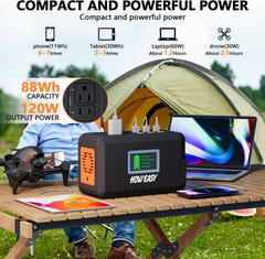 Portable Power Station,120W(240W Peak) Solar Generator,88Wh Lithium Battery Powe